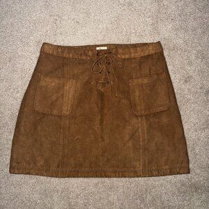 Hollister Faux Suede Mini Skirt | Brown Lace-Up Front | Size 7 | NWT